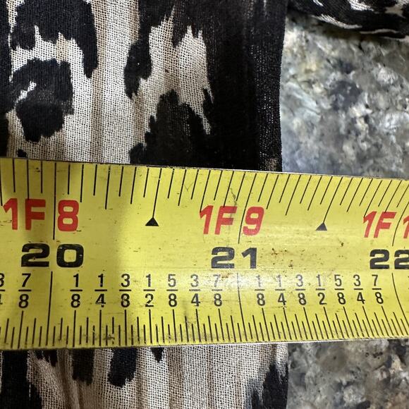 Raviya Tunic Dress Womens Large Black Beige Boho Ikat Print 3/4 Sleeve Sheer - Picture 7 of 9